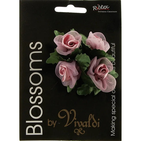 25mm Satin-Organza Rose with Leaves (available in 4 colours)